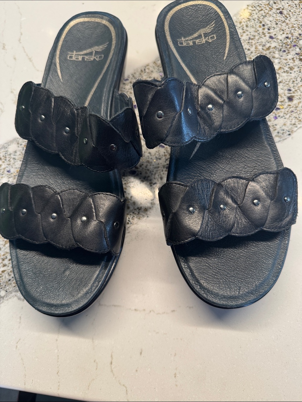 Dansko Black Braided Leather Slide Sandals Great Condition Sz39 - Picture 5 of 8